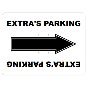 Generic, "Extra's Parking" Directional Sign - White