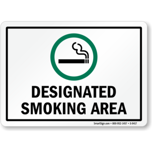 Generic, "Designated Smoking Zone" Sign 
