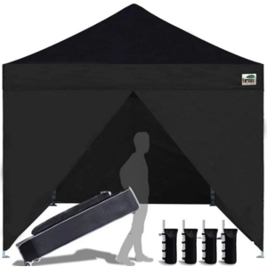 Eurmax, Pop Up Canopy Commercial Tent with 4 Zippered Walls - Black (10 x 10')