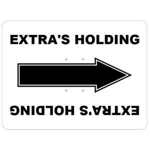 Generic, "Extra's Holding" Directional Sign - White