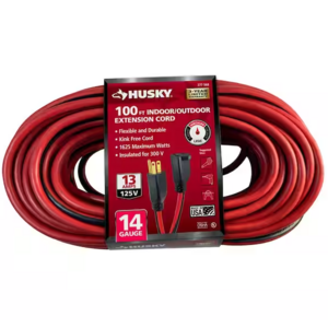 Husky, 14/3 Medium Duty Indoor/Outdoor Extension Cord, Red/Black (100')