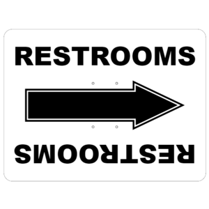 Generic, "Restrooms" Directional Sign - White